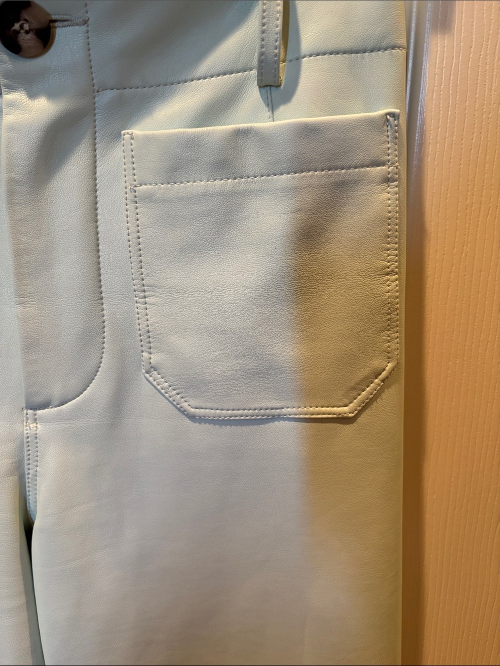Anthropologie Maeve The Colette Crop Faux Leather Wide Leg Pants Mint Green 26 - Picture 3 of 6